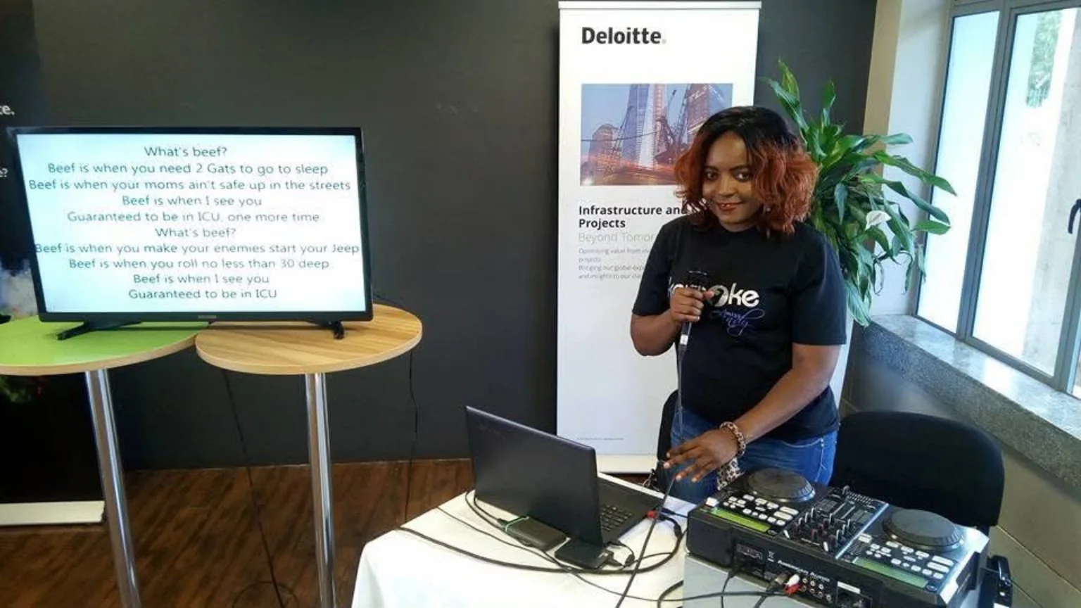 Corporate karaoke and DJ setup